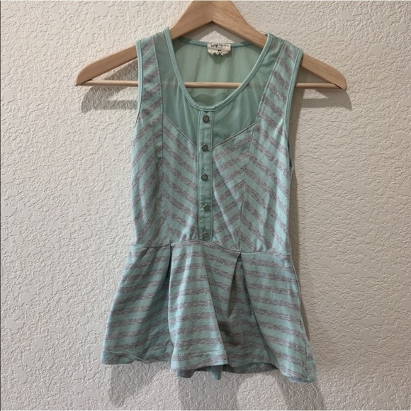 SLEEVELESS Peplum Blouse Top UO Chevron Striped XS - Picture 3 of 7